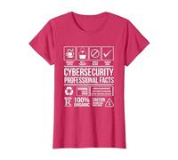 Ciberseguridad Hechos Profesionales Codificación Hacker Camiseta, Mujer, Rojo Jaspeado, XS