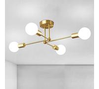 CIBITA Lamparas de Techo Dorada, Ø72CM Plafon Sputnik de 4 Luces, Lámpara Techo Vintage para Dormitorio, Sala de Estar, Cocina, Forma DIY, Base E27 (Sin Bombilla)