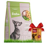 Cibo secco per cani - Crocchette per cani - Senza cereali, con Alto contenuto di Carne, 50% tacchino - Set con cibo umido in lattina al Cervo - adulti - 3 kg + 400 g