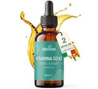Cibocrudo Vitamina D3 y K2 Gotas 2000 UI - 50ml. Vitamina D3 y K2 MK7 líquida en Aceite de Oliva con Colecalciferol y Menaquinona 50 µg, para Huesos y Dientes. Vegana y sin gluten, para Adultos.