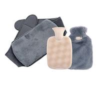 Cicano Botella de agua caliente, 2L PVC 3pcs Set bolsa de agua caliente con bolsa caliente, cubierta calentador de cintura para aliviar el dolor de la artritis, dolor menstrual gris oscuro