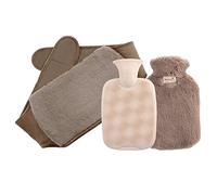 Cicano Botella de agua caliente, 2L PVC 3pcs Set bolsa de agua caliente con bolsa caliente, cubierta calentador de cintura para aliviar el dolor de la artritis, dolor menstrual marrón oscuro