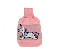 Cicano Botella de agua caliente con cubierta de punto de Navidad, bolsa de agua caliente de PVC 1L para alivio del dolor seguro y pies de mano más cálido caballo púrpura