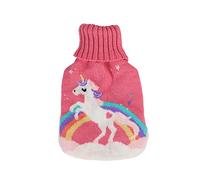 Cicano Botella de agua caliente con cubierta de punto de Navidad, bolsa de agua caliente de PVC 1L para alivio del dolor seguro y pies de mano más caliente caballo rosa