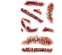 Cicatrices zombie tatuajes cicatriz sangriento con disfraz de sangre falso decoraciones de halloween favor de la fiesta, disfraz de novia zombie mujeres