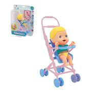 Cicciobello Amicicci, Stroller Single, Carrito de bebé de Paseo y Silla de Trona para la Comida, para los amiguitos chiquititos de cicciobello, muñecos bebé, Juguete +3 años, Famosa (CC018000)