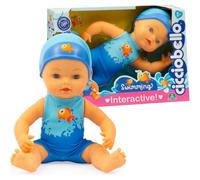 Cicciobello Swimming Natación Verdaderamente Estilo Libre Y Usar Traje Colorido con Gorro A Juego, para Niños A Partir de 2 Años, Juegos Preciosos