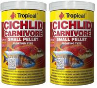 Cichlid Carnivore Small Pellet 1000ml / 360g - Alimento de coloración para cíclidos carnívoros jóvenes y pequeños (Paquete de 2)