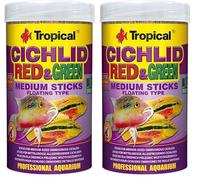 Cichlid Red&Green Medium Sticks 1000ml / 360g - Alimento para Peces Sticks para cíclidos omnívoros medianos (Paquete de 2)