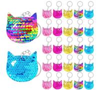 CiciBear Paquete de 25 llaveros de lentejuelas de gatito para recuerdos de fiesta, regalo de cumpleaños para niños y adultos, baby shower, fiesta, 5 colores