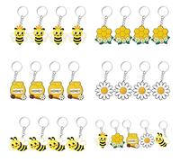 CiciBear Paquete de 25 regalos de devolución de fiesta de abeja con abejas, maceta, panal y girasol llaveros para mamá a abeja, baby shower de bebé a abeja, cumpleaños de niños, día de abeja, fiesta de abeja reina, Multicolores, Small