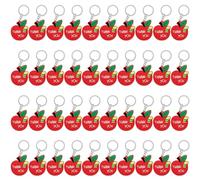 CiciBear Paquete de 40 llaveros de manzana roja con temática de agradecimiento, decoración de fiesta para invitados, fiesta temática de frutas, baby shower, fiesta escolar, cumpleaños de niños,