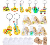 CiciBear Paquete de 54 regalos mexicanos para fiestas con pinata, sombrero, cactus, taco, guitarra y maraca, 18 etiquetas y 18 bolsas para fiestas mexicanas, fiestas de Cinco de Mayo, cumpleaños, despedida de soltera