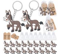 CiciBear Paquete de 60 decoraciones de fiesta de burro para invitados, 20 llaveros, 20 etiquetas y 20 bolsas de regalo para fiesta temática de animales de granja de granero, baby shower, fiesta