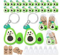 CiciBear Paquete de 60 decoraciones de fiesta de frutas para invitados, 20 llaveros de aguacate, 20 etiquetas y 20 bolsas de regalo para fiestas temáticas mexicanas, amantes del aguacate, cumpleaños tropical, fiesta baby shower, verde