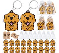 CiciBear Paquete de 60 decoraciones de fiesta de perros para invitados, 20 llaveros Golden Retriever, 20 etiquetas y 20 bolsas de regalo para cachorros Golden Retriever, animales de mascotas, Let's Pawty, amante de los animales, cumpleaños de niños, baby shower