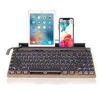 ciciglow 83 Teclas Teclado Retro para Máquina de Escribir, Teclado Mecánico Inalámbrico 2000ma con Soporte para Tableta Brillo Ajustable Teclado para Juegos Mirco Interfaz USB