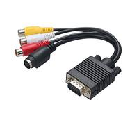 ciciglow Adaptador de Cable Convertidor de Señal VGA a S-Video/AV con Conector VGA Estándar para Conexiones de Vídeo y Audio Negro