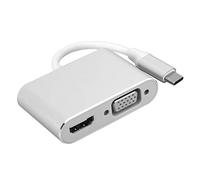 ciciglow Adaptador USB C a Ethernet, Base Convertidor Ethernet de Resolución 4K, Adaptador de Red Hub Tipo C a VGA HDMI DVI Displayport, Multipuerto de Concentrador USB (Silver)