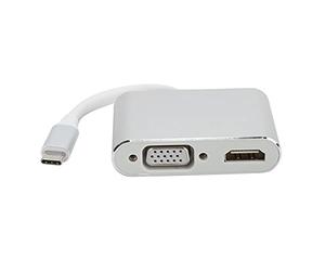 ciciglow Adaptador USB C a HDMI VGA, Adaptador Tipo C a VGa Compatible con Resoluciones de Video de hasta 4K 30HZ Convertidor 4K para Pantalla Pequeña a Pantalla Grande(Gris Blanco)