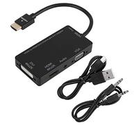ciciglow CableDeconn Cable Adaptador Multipuerto 4 en 1 HDMI a HDMI/DVI/VGA, con Convertidor de Salida de Audio (Negro)