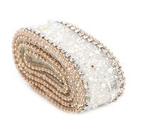 ciciglow Cinta de Cristal de 2,5 Cm, Cadena de Diamantes de Imitación para Joyería y Decoración de Vestidos, Material Seguro y Duradero (Diamante proteico+Cadena de diamantes con cuentas)