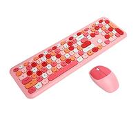ciciglow Combo De Teclado Y Mouse Inalámbricos, Colorido Teclado De Máquina De Escribir con Teclado Numérico Y Teclado Numérico USB De 2.4G Compatible con Laptop/PC(Rosa Colores Mezclados)