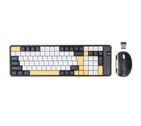 ciciglow Combo de Teclado y Mouse Inalámbricos, Juego de Mouse y Teclado Inalámbrico Bluetooth 2.4G Teclado de Computadora de 100 Teclas con Receptor USB, Mouse 800/1200/1600DPI (Yellow)