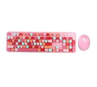 ciciglow Combo de Teclado y Ratón Inalámbricos, Juego de Ratón y Teclado Inalámbrico de 2,4G, Tapa de Llave de Suspensión Circular Compatible con PC Portátil (Pink)