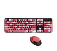 ciciglow Combo de Teclado y Ratón Inalámbricos, Juego de Ratón y Teclado Inalámbrico de 2,4G, Tapa de Llave de Suspensión Circular Compatible con PC Portátil (Black)
