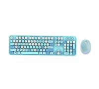 ciciglow Combo de Teclado y Ratón Inalámbricos, Juego de Ratón y Teclado Inalámbrico de 2,4G, Tapa de Llave de Suspensión Circular Compatible con PC Portátil (Blue)