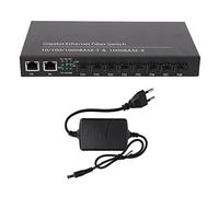 ciciglow Conmutador de Fibra Gigabit Ethernet, 10/100/1000M Puertos de Red RJ45 Conmutador de Medios de Fibra 2 Puerto Eléctrico 8 Puerto óptico hasta 120 Km (normativa Europea)