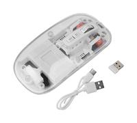 ciciglow Ratón Inalámbrico, 2,4G/Bluetooth/Ratón con Cable 800/1200/1600 dpi Ajustable USB Recargable Transparente Ratón de Computadora con Receptor USB (White)