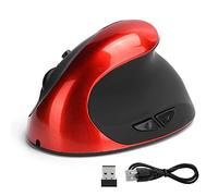 ciciglow Ratón Vertical óptico inalámbrico, 3.ª generación, ergonómico, ergonómico, Vertical, inalámbrico, para Juegos, ratón, ratón, Ordenador, ratón(Rojo)