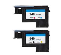 ciciglow Reemplazo de Cabezal de Impresión, Accesorios de Impresora 3D de Cabezal de Impresión para 940 C4900a C4901a para la Serie 8000 8500(Negro y Amarillo + Rojo y Azul)