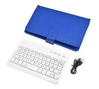 ciciglow Teclado Bluetooth, Teclado Inalámbrico + Soporte para Teclado Bluetooth Funda de Viaje de Cuero de PU Soporte de Transporte Funda(Blue)