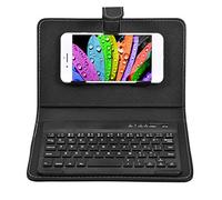 ciciglow Teclado Bluetooth, Teclado Inalámbrico + Soporte para Teclado Bluetooth Funda de Viaje de Cuero de PU Soporte de Transporte Funda(Black)