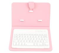 ciciglow Teclado Bluetooth, Teclado Inalámbrico + Soporte para Teclado Bluetooth Funda de Viaje de Cuero de PU Soporte de Transporte Funda(Pink)