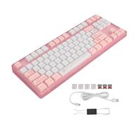 ciciglow Teclado con Cable, 87 Teclas, Interruptor Rojo, Teclado Mecánico USB, Teclas PBT, Teclado para Juegos con Retroiluminación Blanca para para OS X, para Linux