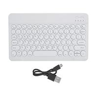 ciciglow Teclado Inalámbrico Bluetooth, 10 Pulgadas Teclado Recargable Ultrafino Teclado Estilo Tijera Accesorios para Computadora RoundCap para Teléfonos Inteligentes, Tabletas, Computadoras(Blanco)