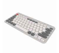 ciciglow Teclado Inalámbrico, Modo Dual, Batería de 300 MAh, Teclas Redondas Compactas y Delgadas Portátiles para para Portátiles (White)