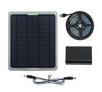 ciciglow Tira de Luz de Crecimiento de Plantas Solares, 20W IP65 Lámpara de Cultivo de Plantas LED Impermeable con Caja de Protección de Batería para Plantas Hidropónicas de Invernadero,