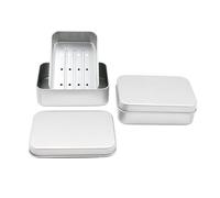 CiciIng 2 jaboneras de aluminio con desagüe, 9,2 x 6,2 x 2,6 cm (interior), pequeñas latas de jabón de viaje, resistentes al agua, para casa, viajes, camping