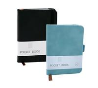 CiciIng 2 Stück Notizbuch Klein A7, Taschennotizbuch mit Gummizugverschluss, Mini Notizbücher mit Stifthalter, Taschen Journal Notizblock für Schule Büroarbeiten (Schwarz, azul)