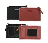 CiciIng Billetera de 2 Piezas para Damas, Monedero para Damas, Monedero de Cuero de PU con múltiples Ranuras, Monedero pequeño para Mujeres y Hombres (Negro y Rojo sandía)