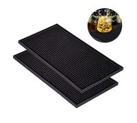 CiciIng - Juego de 2 alfombrillas de goma de 30 x 15 cm para escurrir platos y apisonar café, secado rápido, para bar, cocina, cafetería, restaurante, mostrador (negro)
