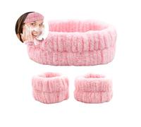 CiciIng Juego de 3 bandas de lavado para la cara de spa, muñequeras absorbentes para el lavado de la cara, pulseras elásticas para el lavado de la cara (rosa)