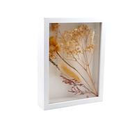 CiciIng Marco de fotos 3D para rellenar, 14,5x19,5cm, marco de madera con placa de acrílico transparente, marco profundo para fotos, flores, recuerdos, obras de arte DIY (Blanco)