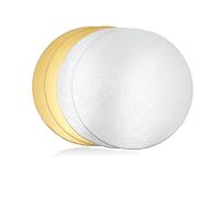 CiciIng Vade de escritorio para tartas, 8 unidades, 2 mm, diámetro 20 cm, plata y oro, redondo, reutilizable, para el transporte
