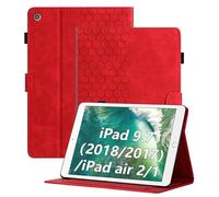 Cicili Funda para iPad 9.7 2018/2017 (6ª y 5ª generación) / iPad Air 2 / iPad Air, funda con tapa para modelo A1893 A1954 A1822 A1823 Tablet Folio Funda con bolsillo Soporte Funda de cuero PU - Rojo